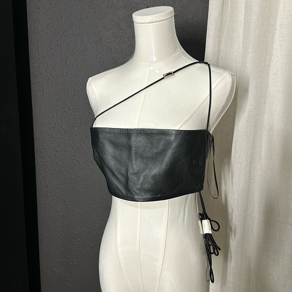 NWT LEATHER ZARA CROP TOP LARGE - Picture 1 of 9